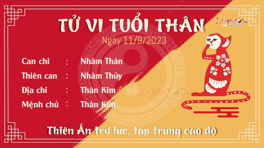 Tu vi hang ngay 11/9/2023 cua 12 con giap - Than