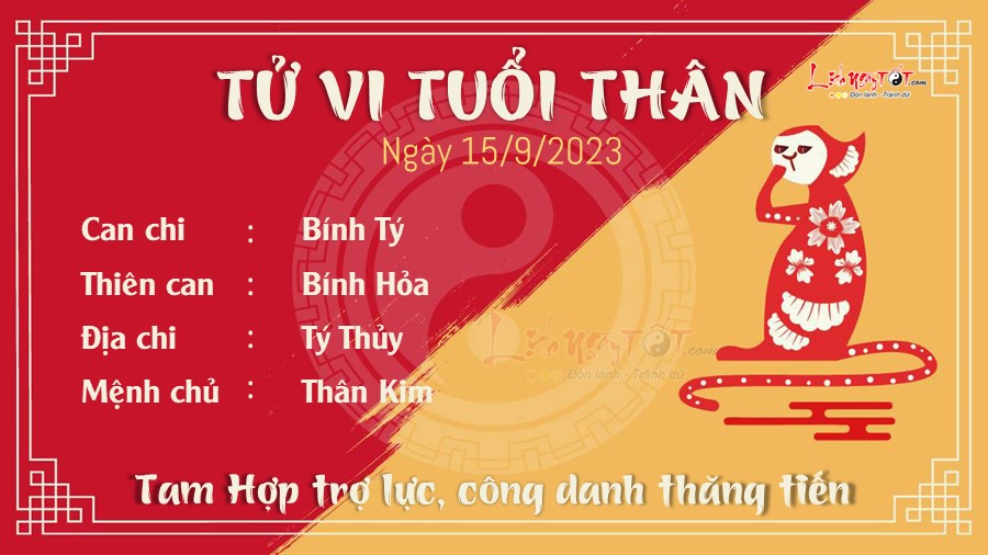 Tu vi hang ngay 15/9/2023 cua 12 con giap - Than