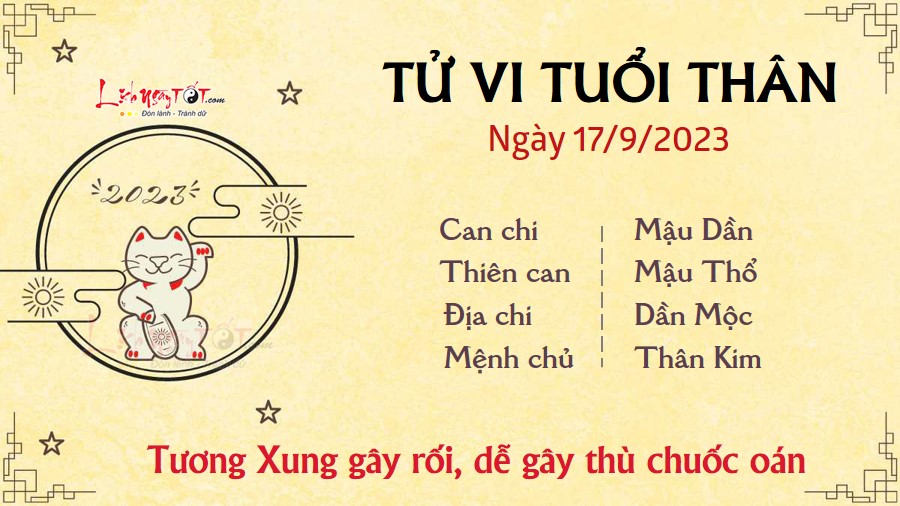 Tu vi hang ngay 17/9/2023 - Than