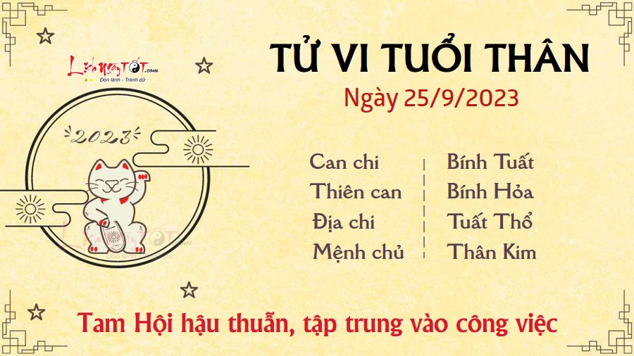 Tu vi hang ngay 25/9/2023 cua 12 con giap - Than