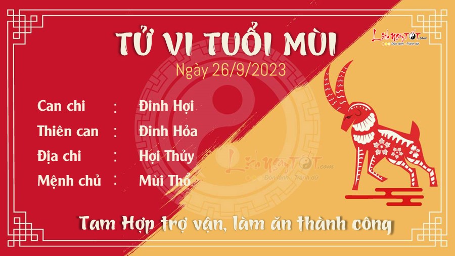 Tu vi hang ngay 26/9/2023 tuoi Mui