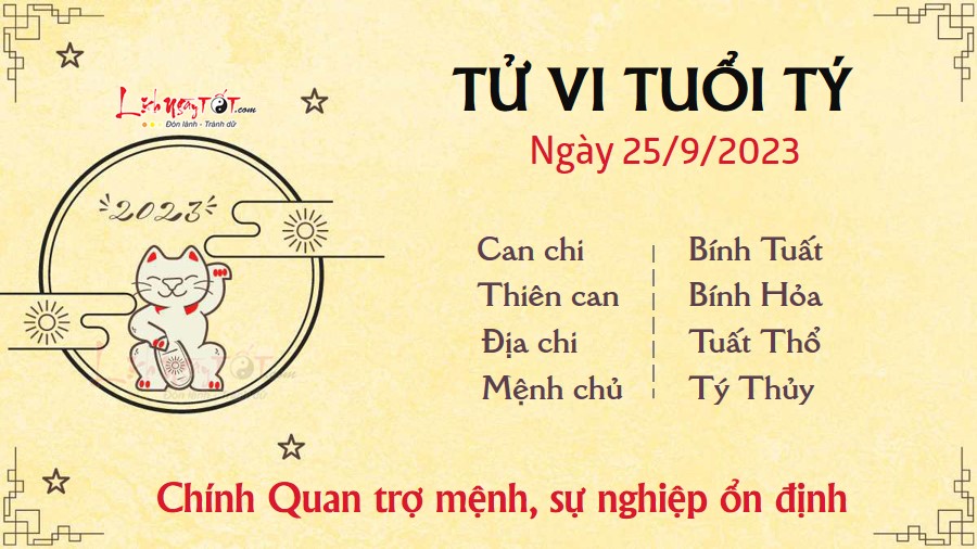 Tu vi hang ngay 25/9/2023 cua 12 con giap - Ty