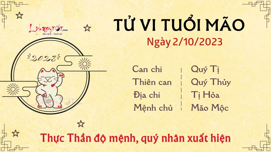 Tu vi hang ngay 2/10/2023 cua 12 con giap - Mao