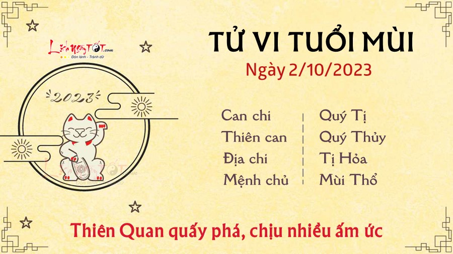 Tu vi hang ngay 2/10/2023 cua 12 con giap - Mui