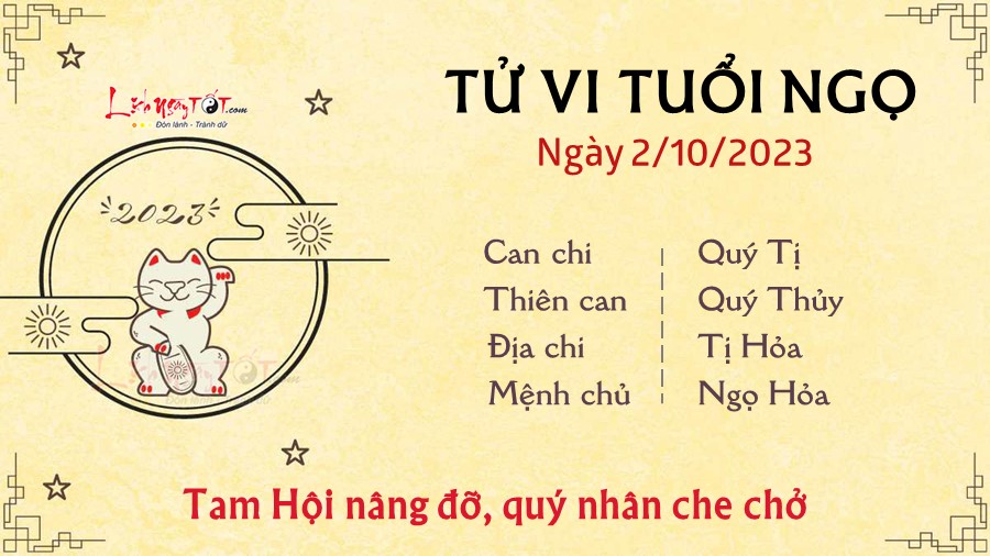 Tu vi hang ngay 2/10/2023 cua 12 con giap - Ngo