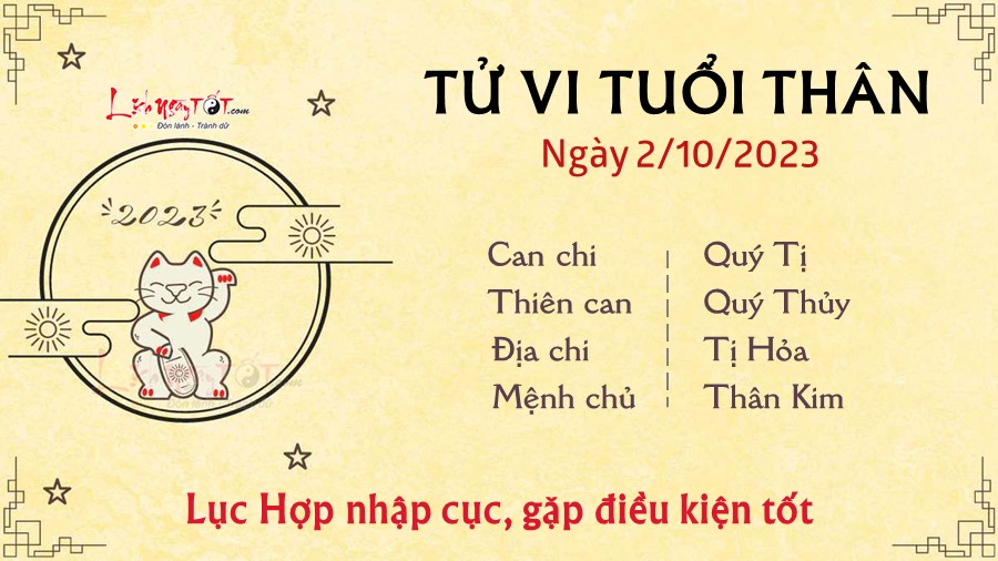 Tu vi hang ngay 2/10/2023 cua 12 con giap - Than