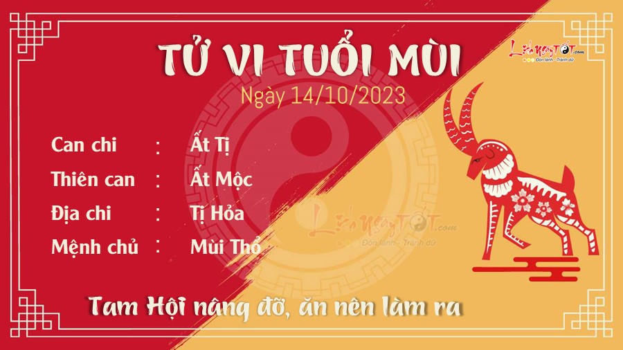 Tu vi hang ngay 14/10/2023 tuoi Mui