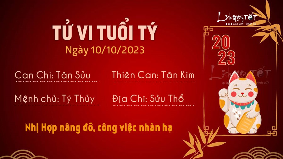 Tu vi hang ngay 10/10/2023 tuoi Ty