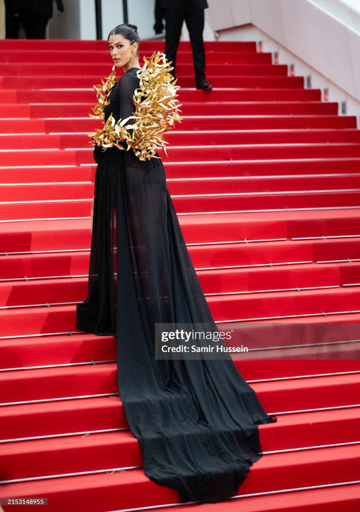 Hai hoa hậu thuộc BIG 6 diện váy mạ vàng trên thảm đỏ Cannes 2024